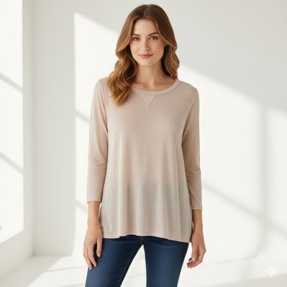 Aritzia Babaton Top 3/4 Length Sleeve Flowy Casual Basic Lilac Gray Size XS